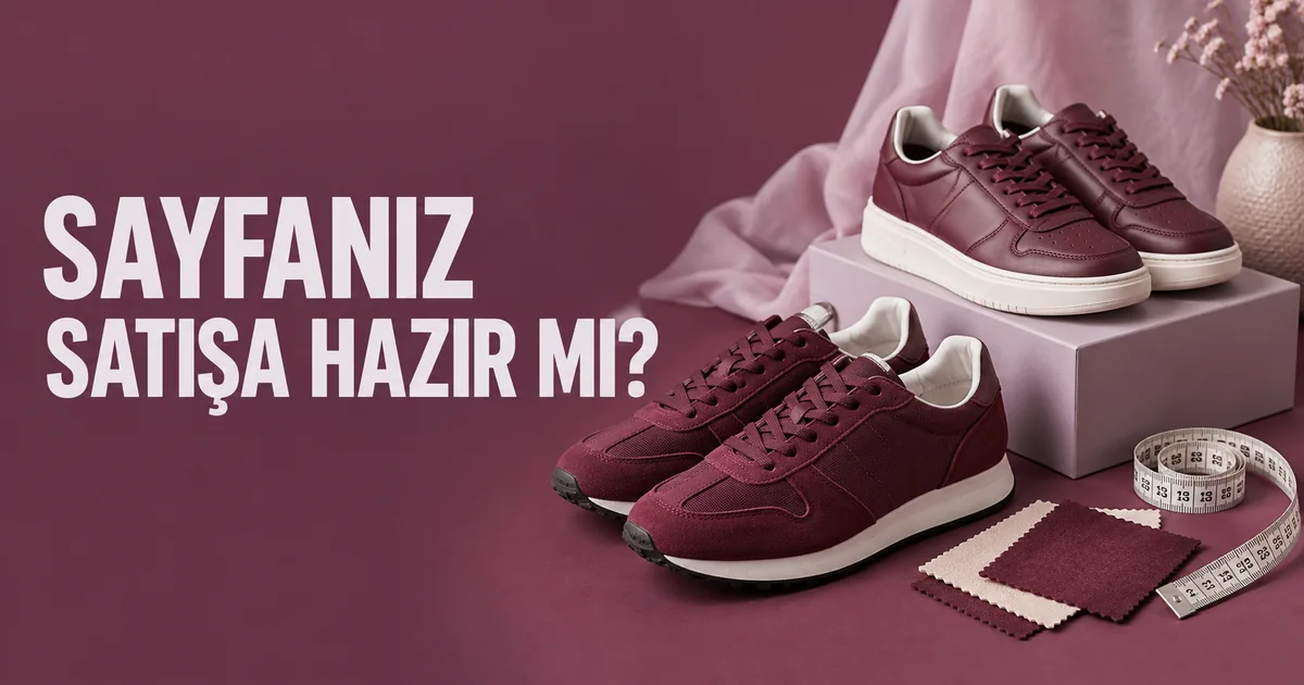 Sayfanız satışa hazır mı başlıklı kapak: ayakkabı, mezura ve doku örneği
